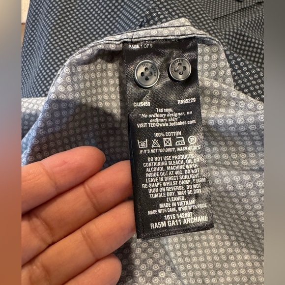 Ted Baker endurance Men's Blue Patterned Shirt size 15.5 old money H - Picture 4 of 6